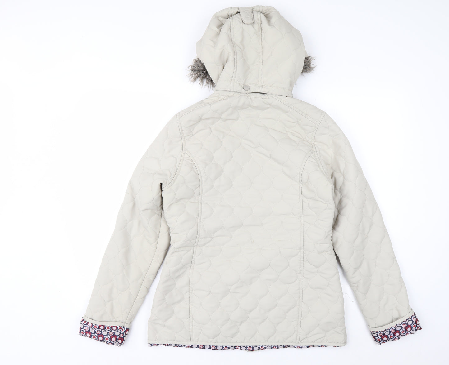 Trespass Women Beige Quilted Hooded Mid-Length Jacket UK 10