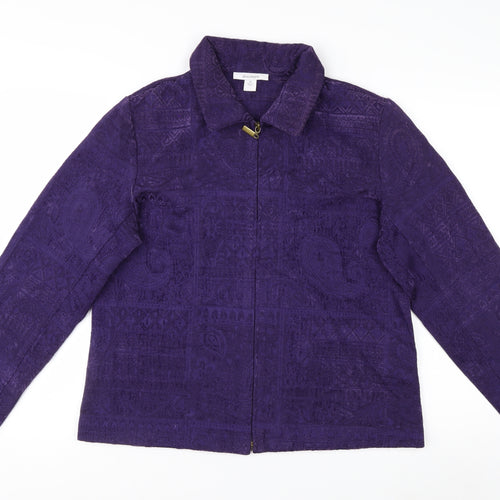Dressbarn Women's Purple Zip Front Classic Jacket Size M Polyester Blend