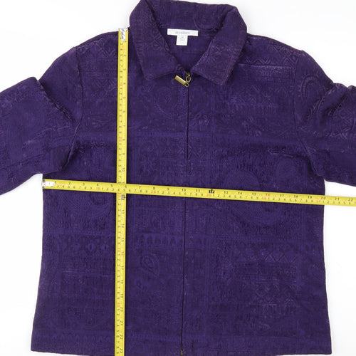 Dressbarn Women's Purple Zip Front Classic Jacket Size M Polyester Blend