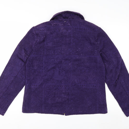 Dressbarn Women's Purple Zip Front Classic Jacket Size M Polyester Blend
