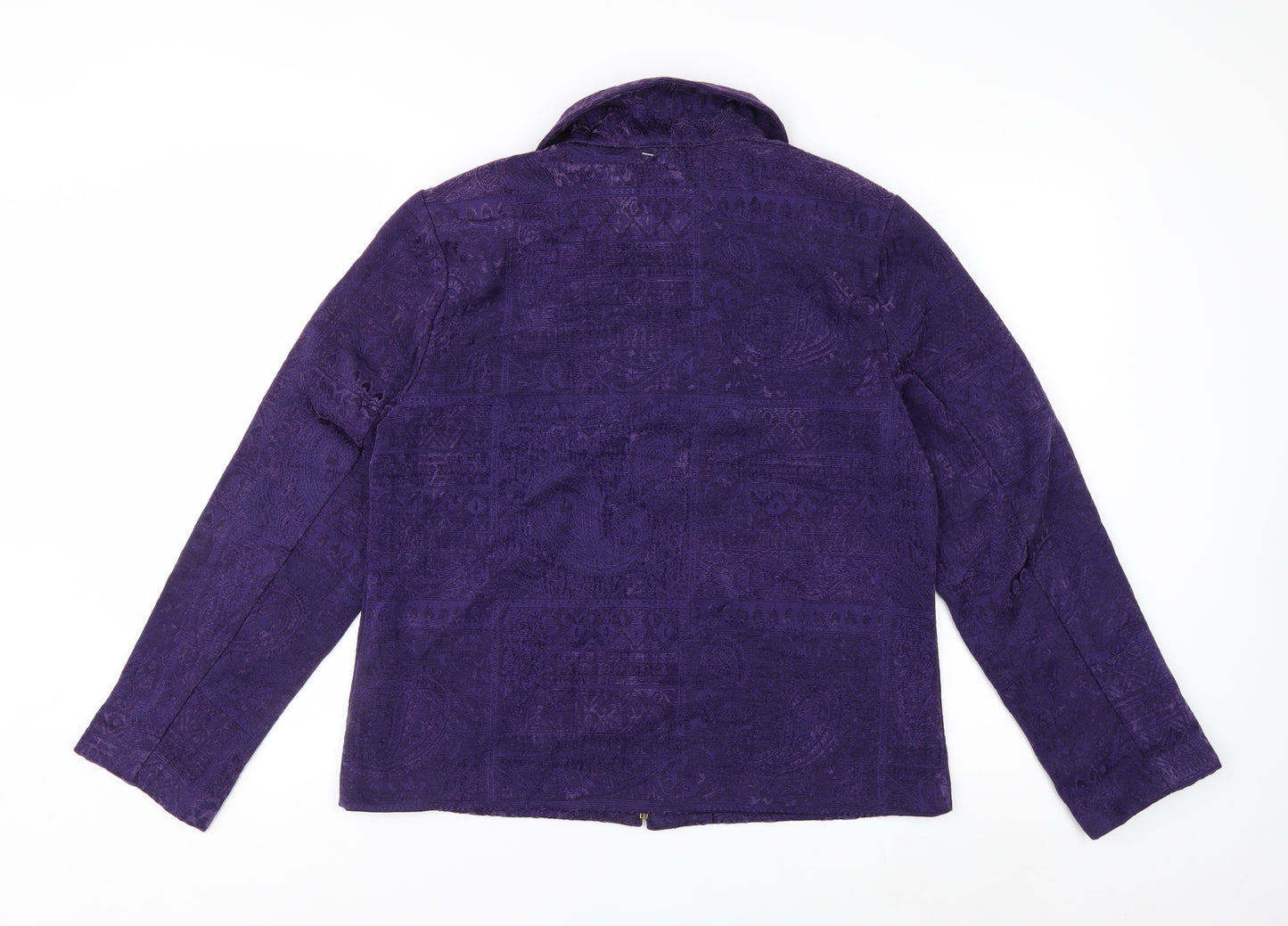 Dressbarn Women's Purple Zip Front Classic Jacket Size M Polyester Blend