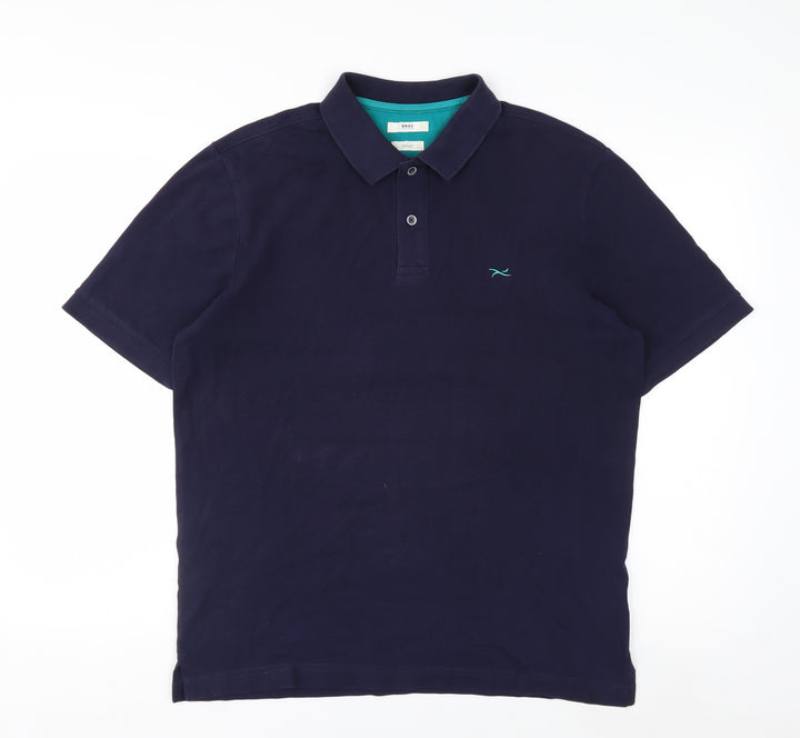 Brax Men's Blue Hi-Flex Cotton Polo Shirt Size M