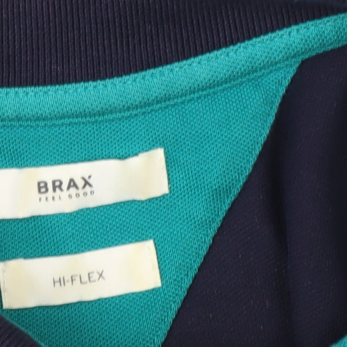 Brax Men's Blue Hi-Flex Cotton Polo Shirt Size M
