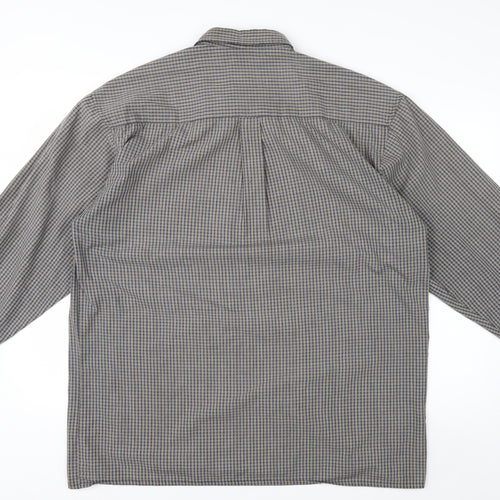Dickies Men's Grey Check Long Sleeve Button-Up Shirt XL Classic Fit