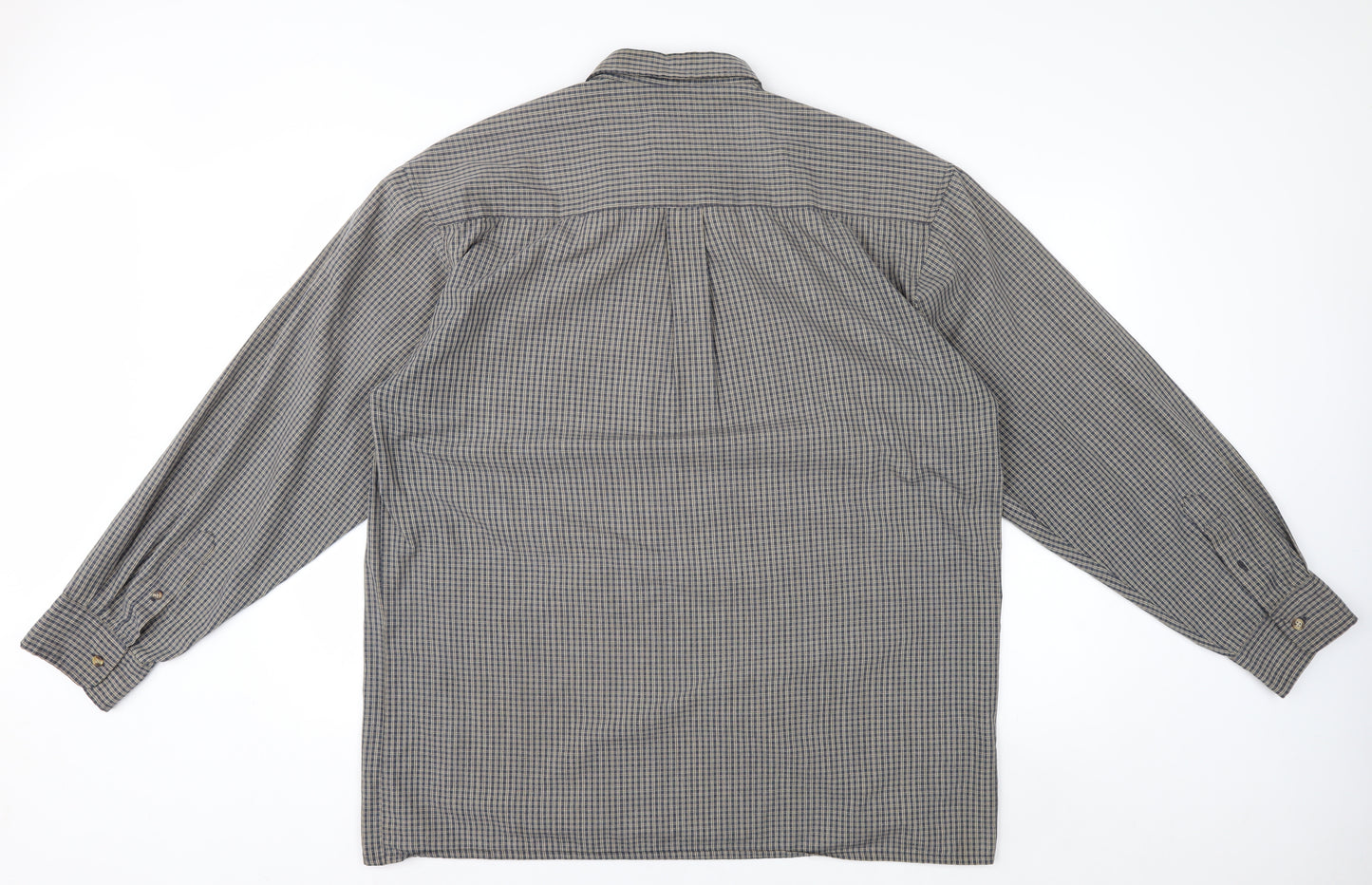 Dickies Men's Grey Check Long Sleeve Button-Up Shirt XL Classic Fit