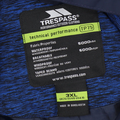Trespass Men's Blue 3XL Waterproof Windproof Hooded Jacket