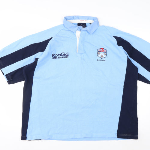 KooGa Men's Blue Colourblock Rugby Polo Shirt XL
