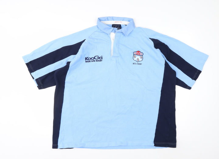 KooGa Men's Blue Colourblock Rugby Polo Shirt XL