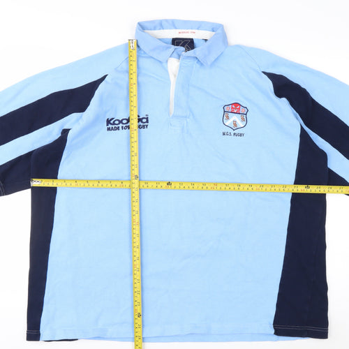 KooGa Men's Blue Colourblock Rugby Polo Shirt XL