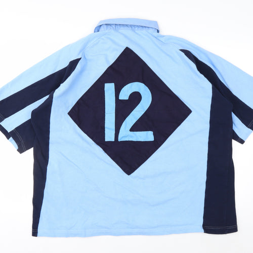 KooGa Men's Blue Colourblock Rugby Polo Shirt XL
