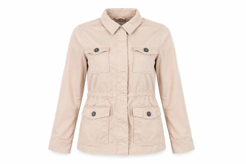 Front view of Principles Women’s Beige Petite, size UK 10, Cotton Military Jacket