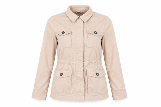 Front view of Principles Women’s Beige Petite, size UK 10, Cotton Military Jacket