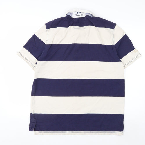 Howick Men's Blue & Beige Rugby Polo Shirt XL Cotton Classic Fit