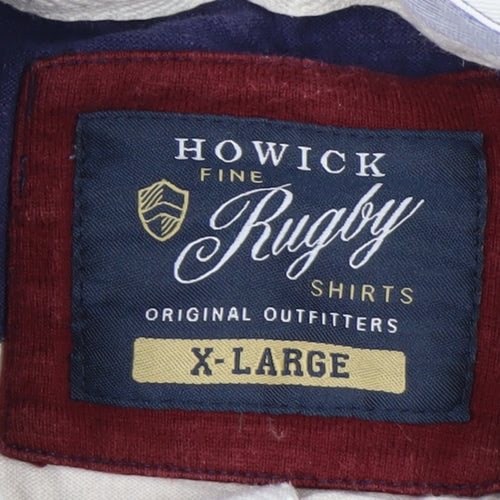 Howick Men's Blue & Beige Rugby Polo Shirt XL Cotton Classic Fit