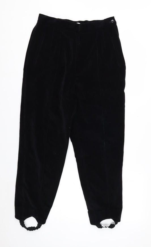 Liz Claiborne Women Black Velvet Stirrup Trousers Size 12 Classic Fit