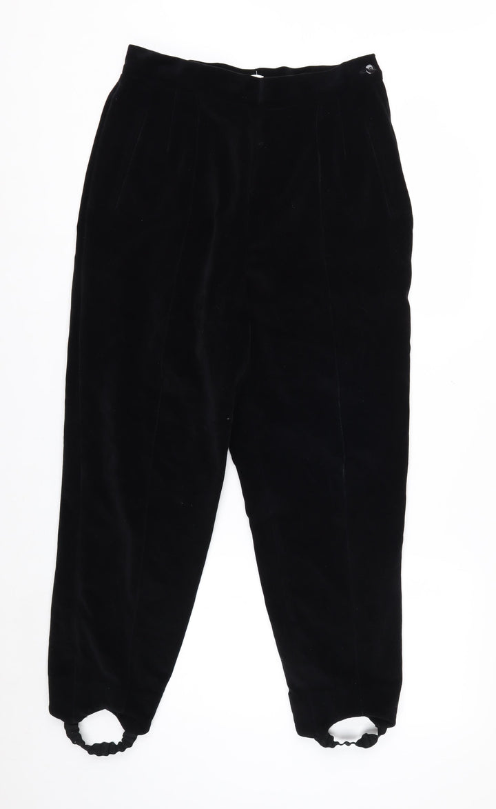 Liz Claiborne Women Black Velvet Stirrup Trousers Size 12 Classic Fit