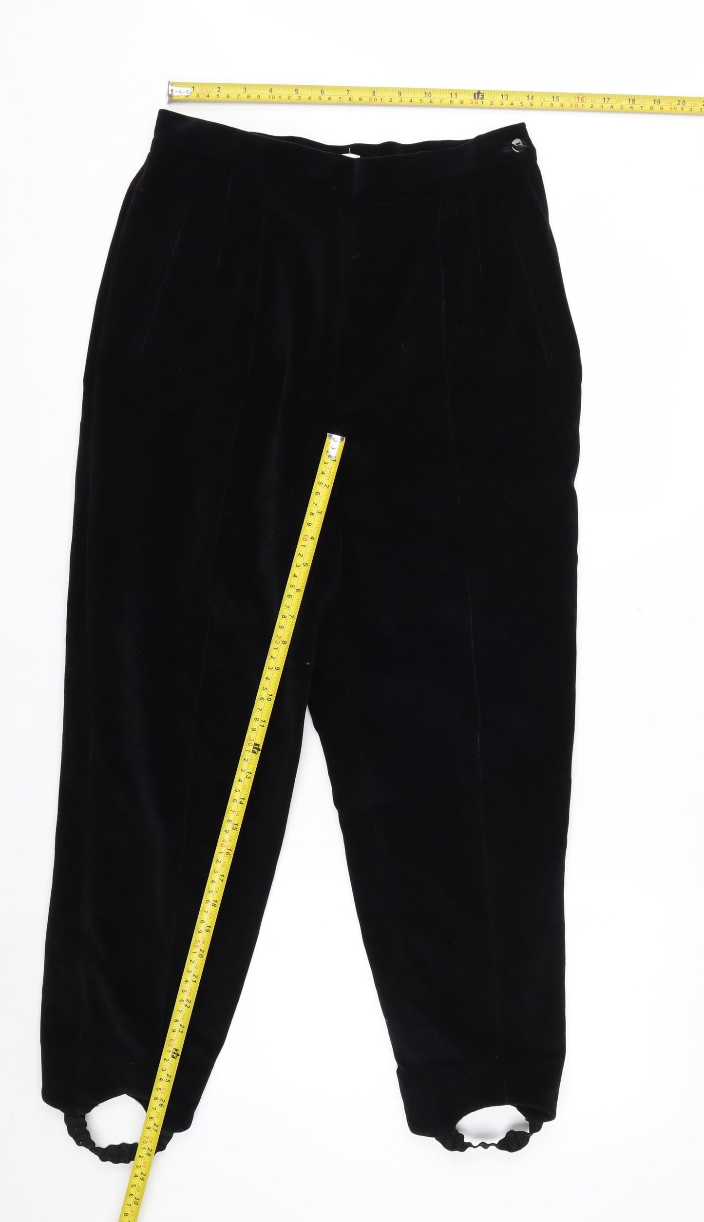 Liz Claiborne Women Black Velvet Stirrup Trousers Size 12 Classic Fit