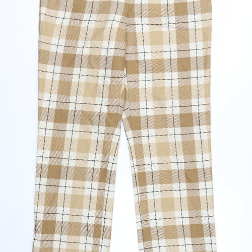 Dana Buchman Women’s Beige Plaid Wool Straight Leg Trousers Size 10