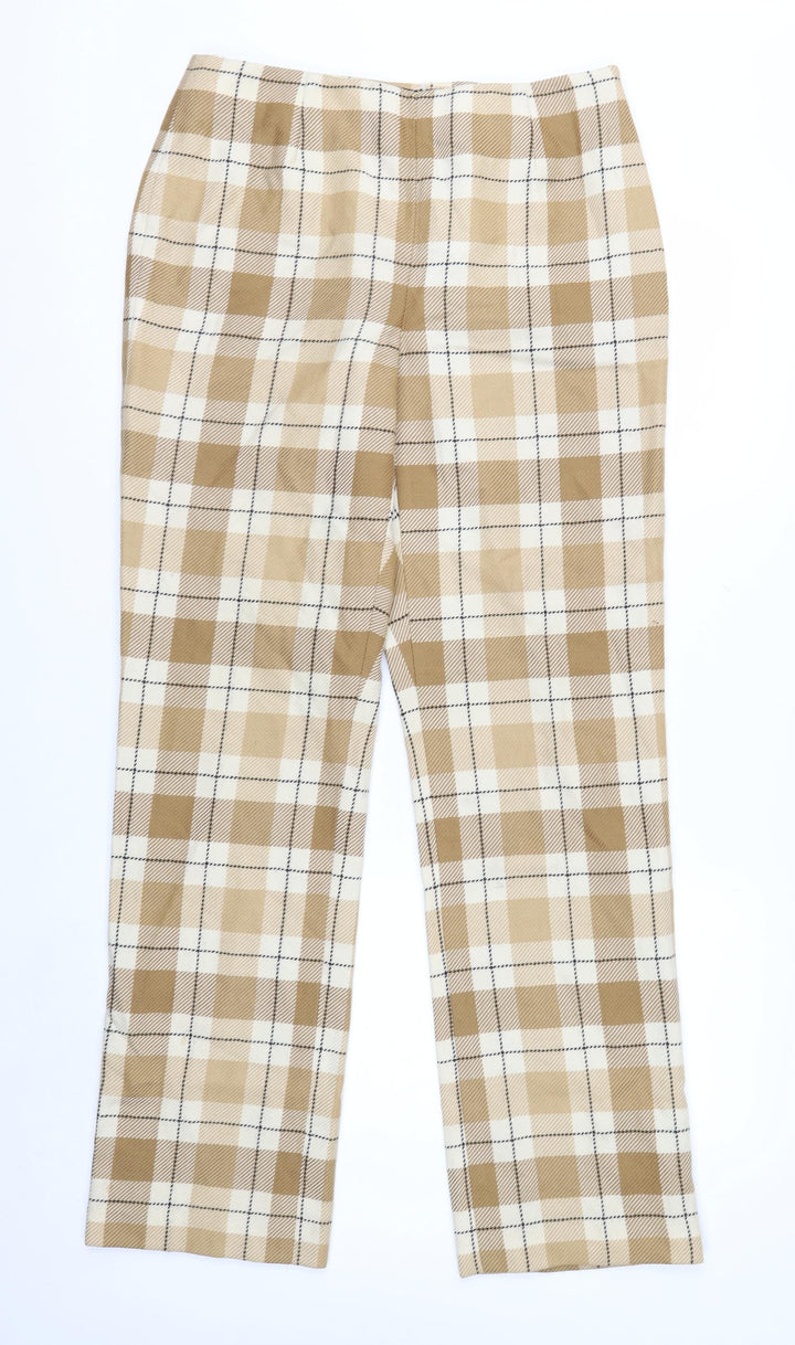 Dana Buchman Women’s Beige Plaid Wool Straight Leg Trousers Size 10