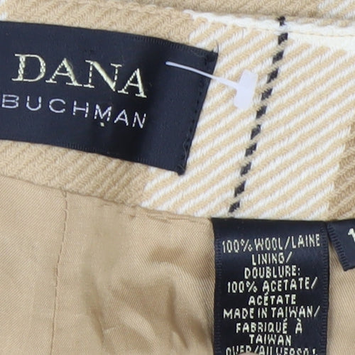 Dana Buchman Women’s Beige Plaid Wool Straight Leg Trousers Size 10