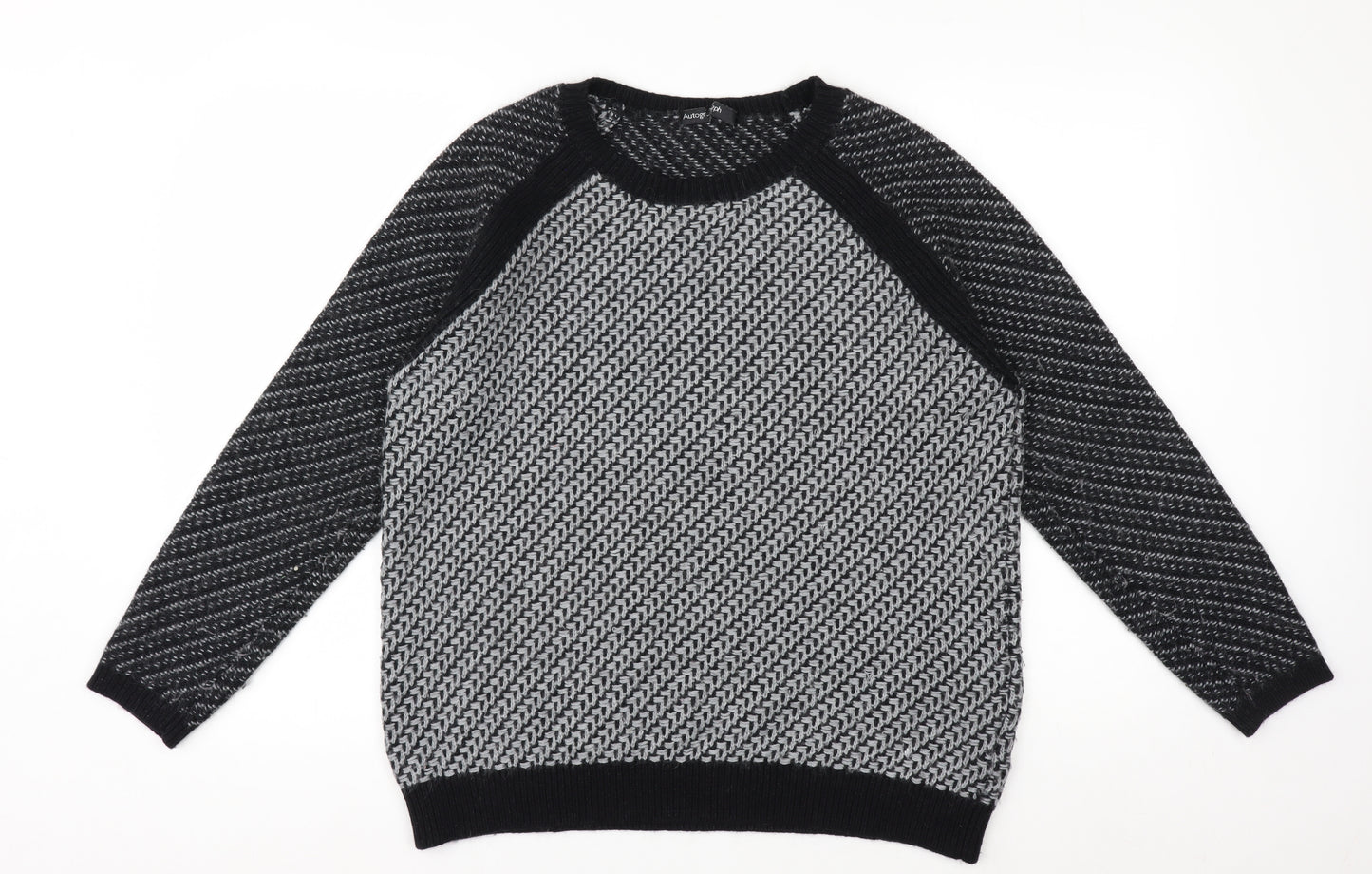 Marks and Spencer Women’s Black Knit Geometric Jumper Size 14