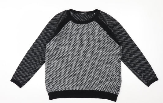 Marks and Spencer Women’s Black Knit Geometric Jumper Size 14