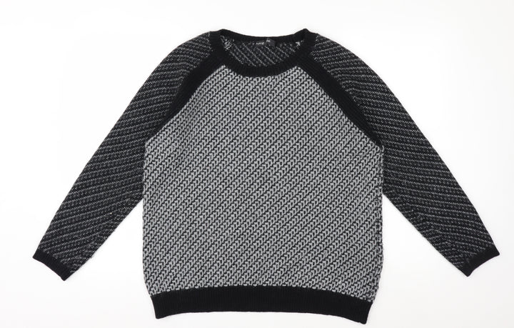 Marks and Spencer Women’s Black Knit Geometric Jumper Size 14