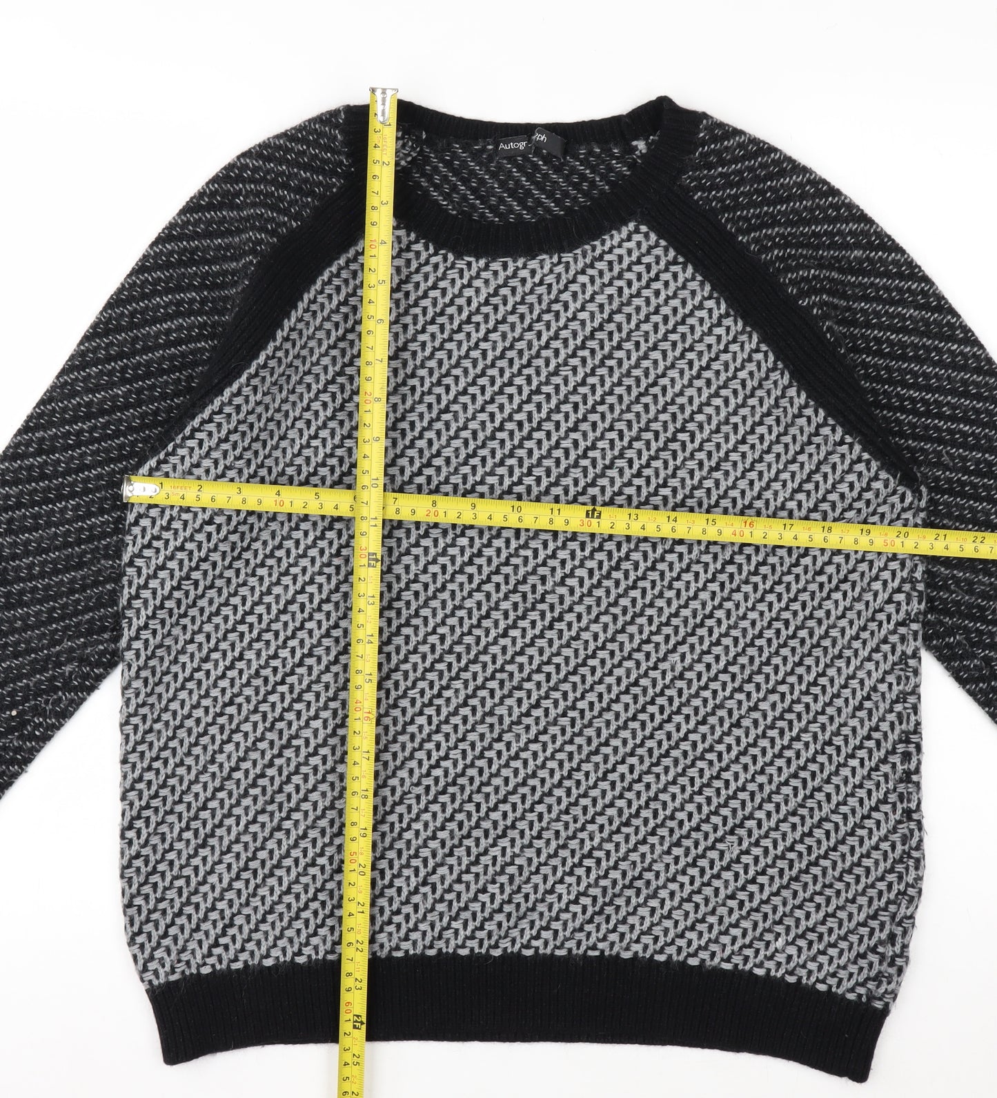Marks and Spencer Women’s Black Knit Geometric Jumper Size 14