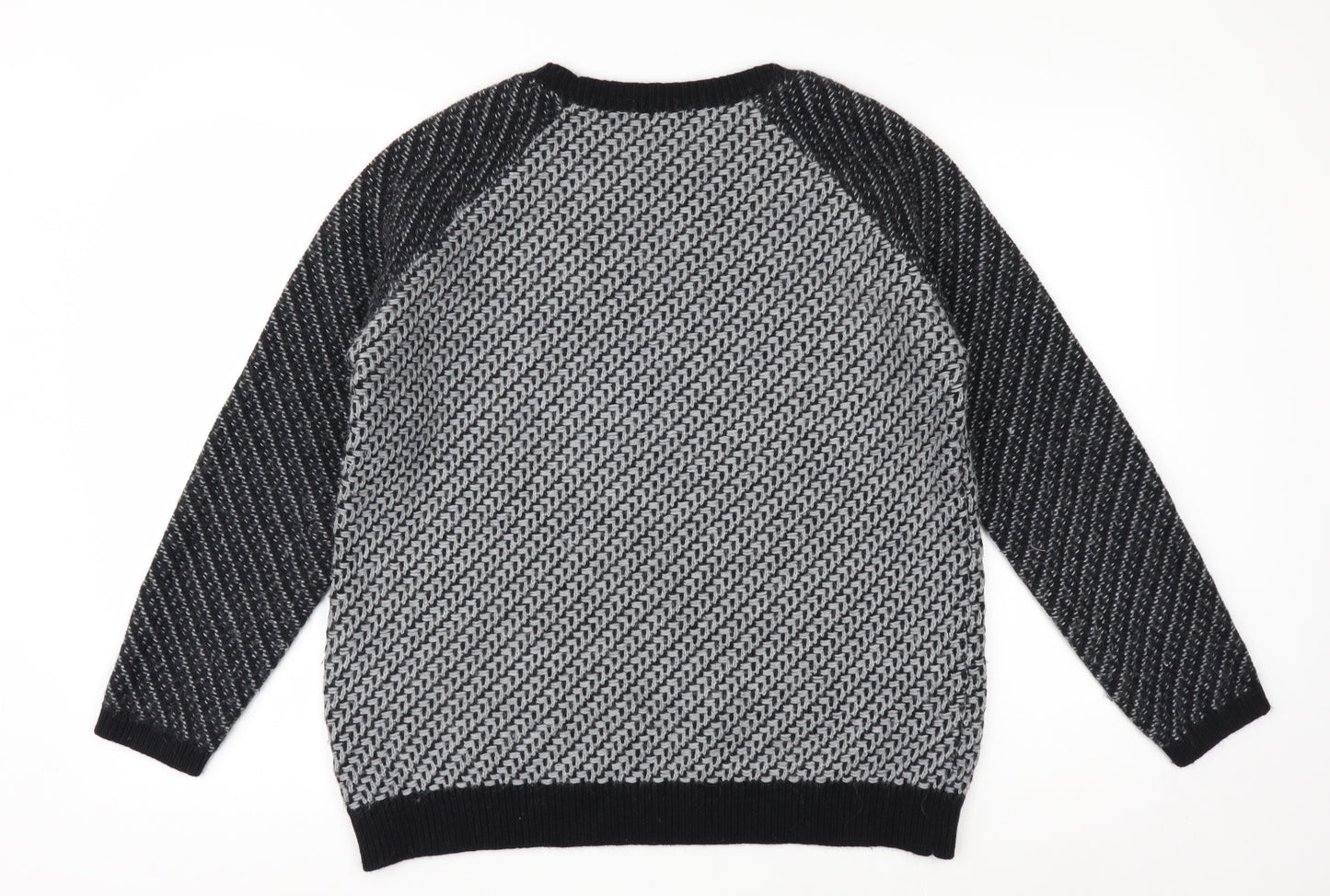Marks and Spencer Women’s Black Knit Geometric Jumper Size 14