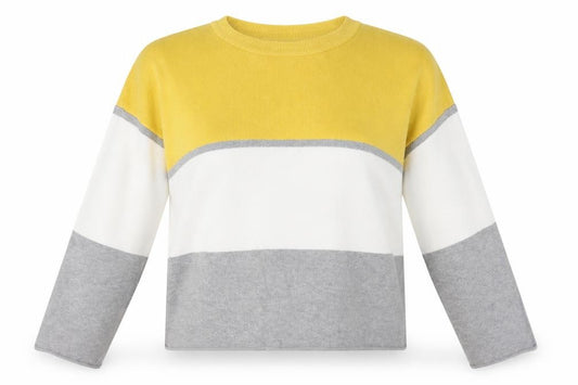 Front view of New Look Women’s Multicoloured Striped Crew Neck Jumper, size L