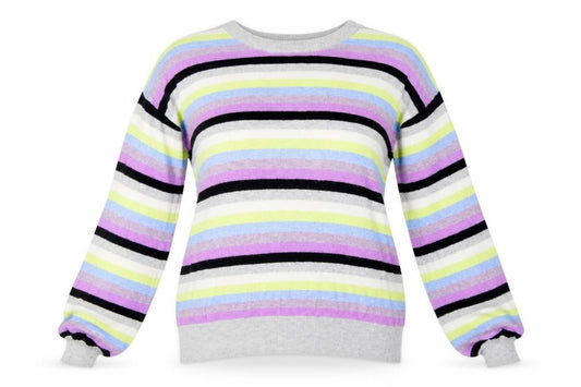 Front view of Mint Velvet Women's Multicoloured Striped Crew Neck Jumper, size 10