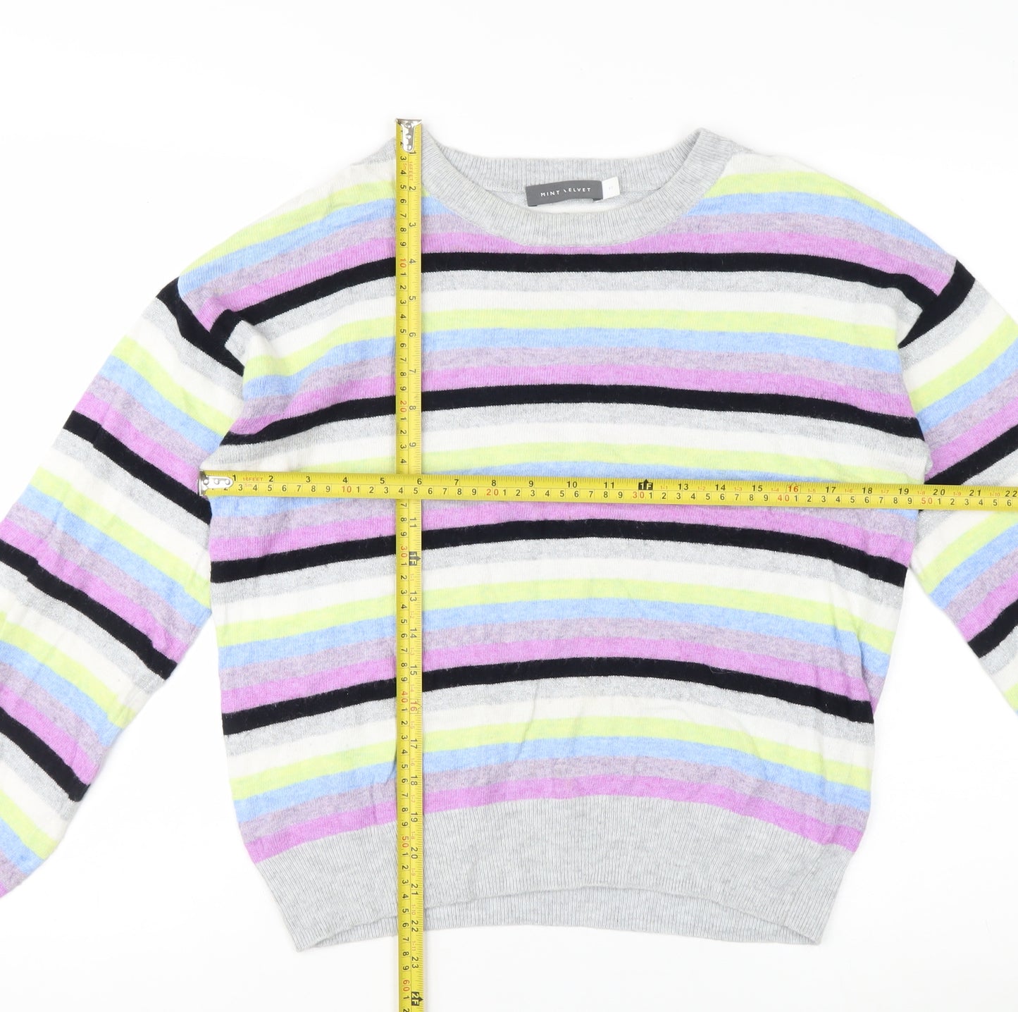 Mint Velvet Women's Multicoloured Striped Crew Neck Jumper Size 10