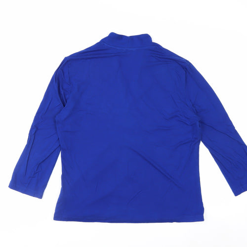 Hobbs Women Blue 3/4 Sleeve V-Neck Jersey Blouse Size L