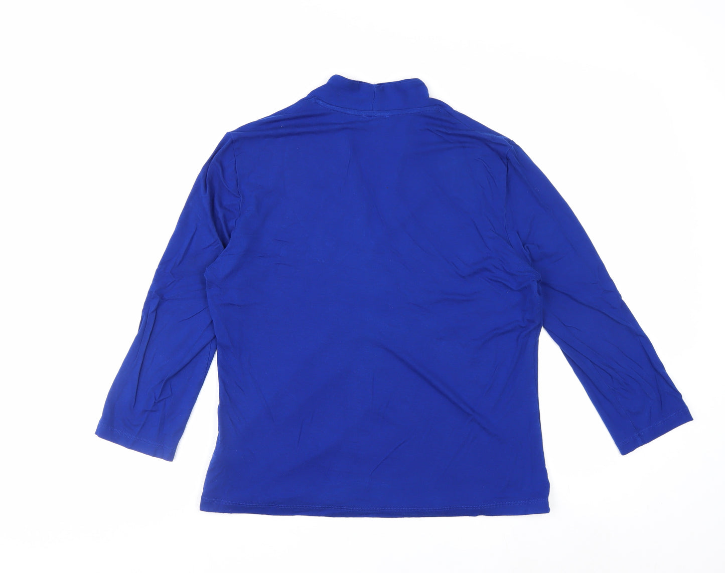 Hobbs Women Blue 3/4 Sleeve V-Neck Jersey Blouse Size L