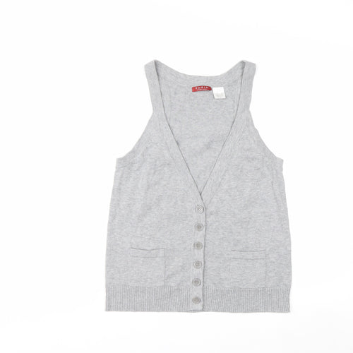 Edeis La Redoute Women's Grey Cotton V-Neck Sleeveless Vest Size 12