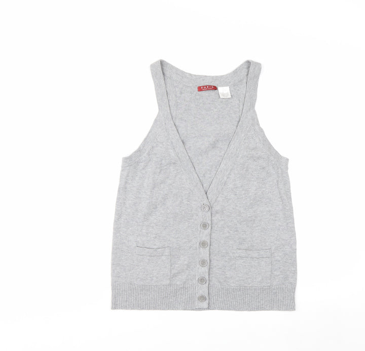 Edeis La Redoute Women's Grey Cotton V-Neck Sleeveless Vest Size 12