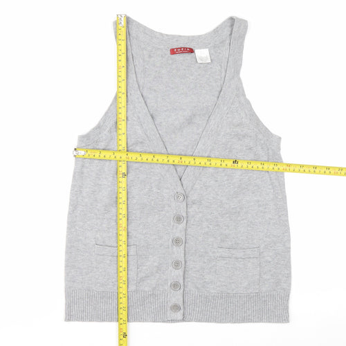 Edeis La Redoute Women's Grey Cotton V-Neck Sleeveless Vest Size 12