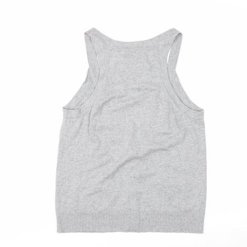 Edeis La Redoute Women's Grey Cotton V-Neck Sleeveless Vest Size 12
