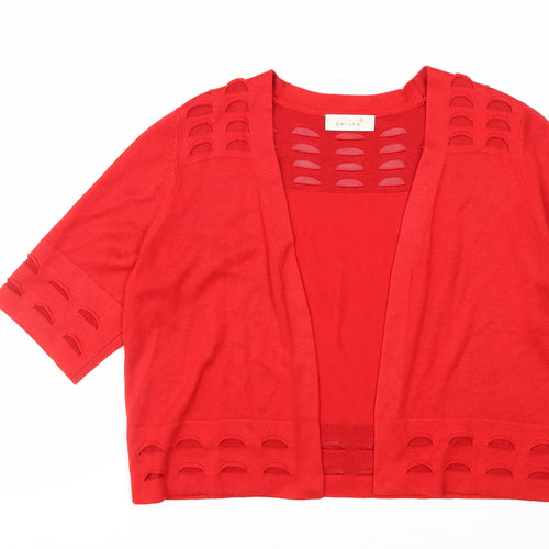Marks and Spencer Women Red Short Sleeve Open Knit Cardigan Size 14