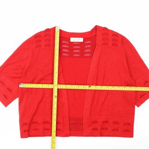 Marks and Spencer Women Red Short Sleeve Open Knit Cardigan Size 14