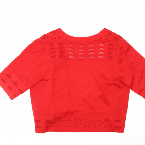 Marks and Spencer Women Red Short Sleeve Open Knit Cardigan Size 14