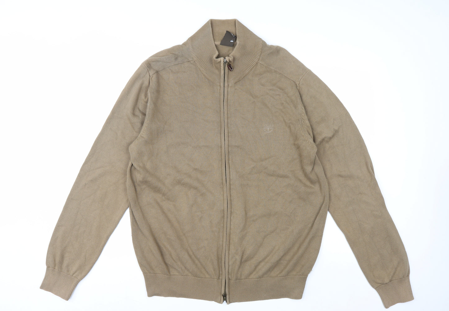 Timberland Men’s Beige Cotton Full Zip Jumper XL Regular Fit