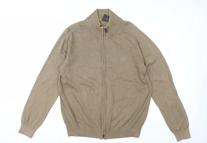 Timberland Men’s Beige Cotton Full Zip Jumper XL Regular Fit