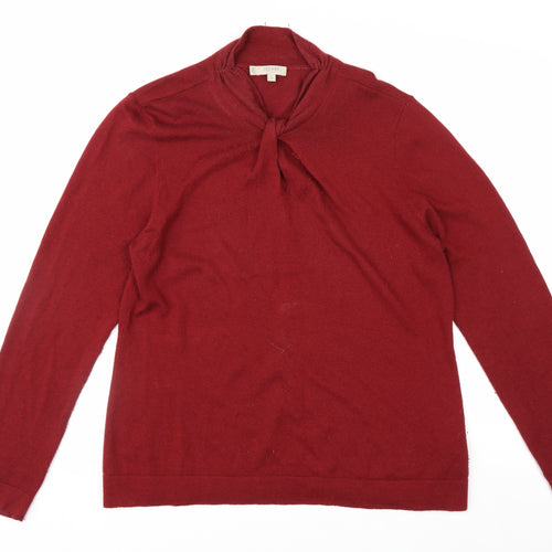 Hobbs Women's Red Long Sleeve Jumper L Viscose Wool Cashmere Blend