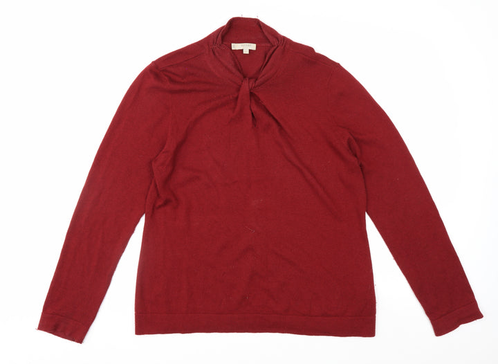Hobbs Women's Red Long Sleeve Jumper L Viscose Wool Cashmere Blend