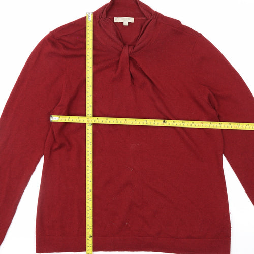 Hobbs Women's Red Long Sleeve Jumper L Viscose Wool Cashmere Blend