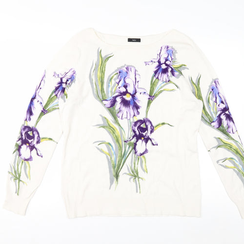 M&Co Women’s Ivory Floral Long Sleeve Pullover Jumper Size 16