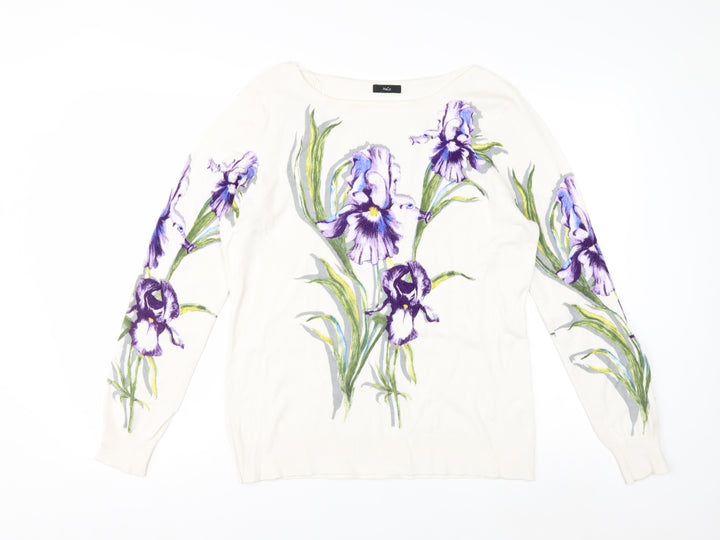 M&Co Women’s Ivory Floral Long Sleeve Pullover Jumper Size 16