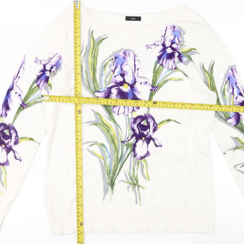 M&Co Women’s Ivory Floral Long Sleeve Pullover Jumper Size 16