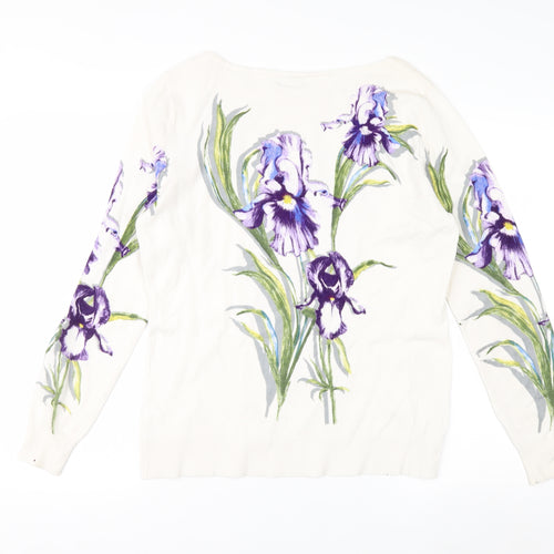 M&Co Women’s Ivory Floral Long Sleeve Pullover Jumper Size 16